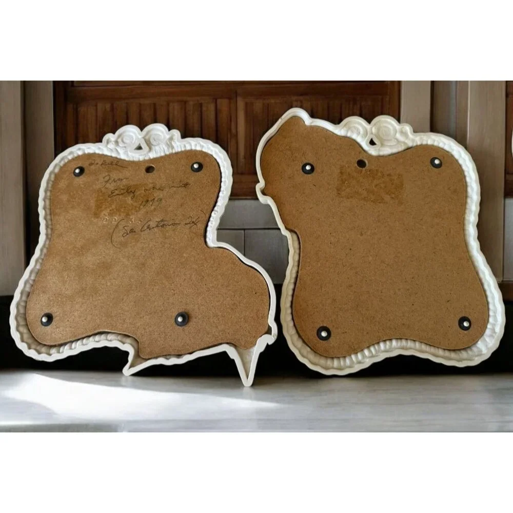 Vintage Homco Bird Wall Mirrors Set Of 2 White Framed
